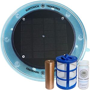 suntouch treasures solar pool ionizer - floating water cleaner and purifier keeps water clear, kill algae in pool, 85% less chlorine, compatible with fresh and salt water pools & spas