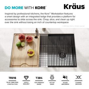 Kraus KWU110-30 Kore Kitchen Single Bowl, 30 Inch, 30"- Workstation Sink