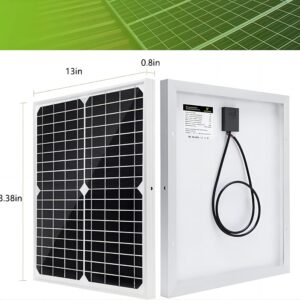 Topsolar Solar Panel Kit 20W 12V Monocrystalline with 10A Solar Charge Controller + Extension Cable with Battery Clips O-Ring Terminal for RV Marine Boat Off Grid System