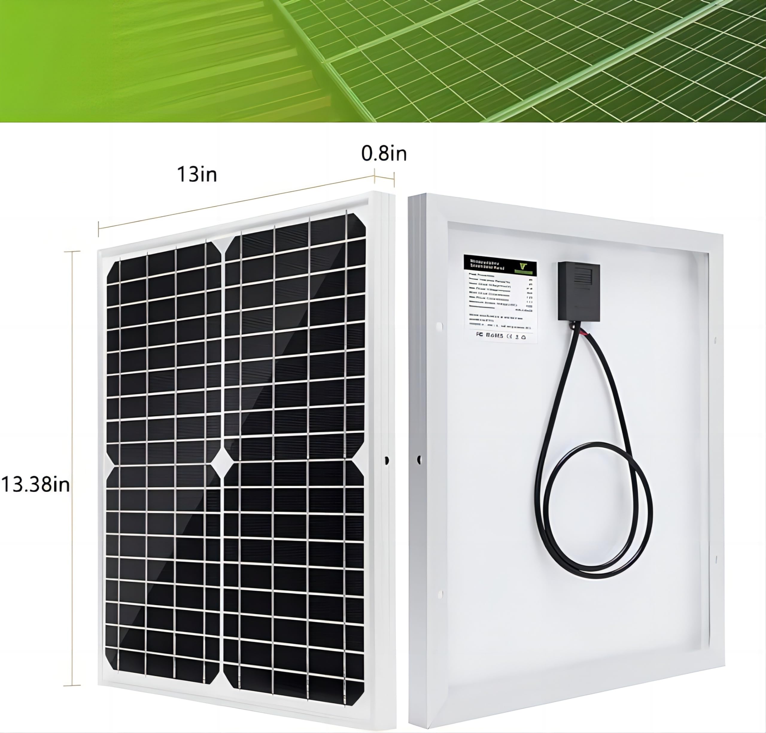 Topsolar Solar Panel Kit 20W 12V Monocrystalline with 10A Solar Charge Controller + Extension Cable with Battery Clips O-Ring Terminal for RV Marine Boat Off Grid System