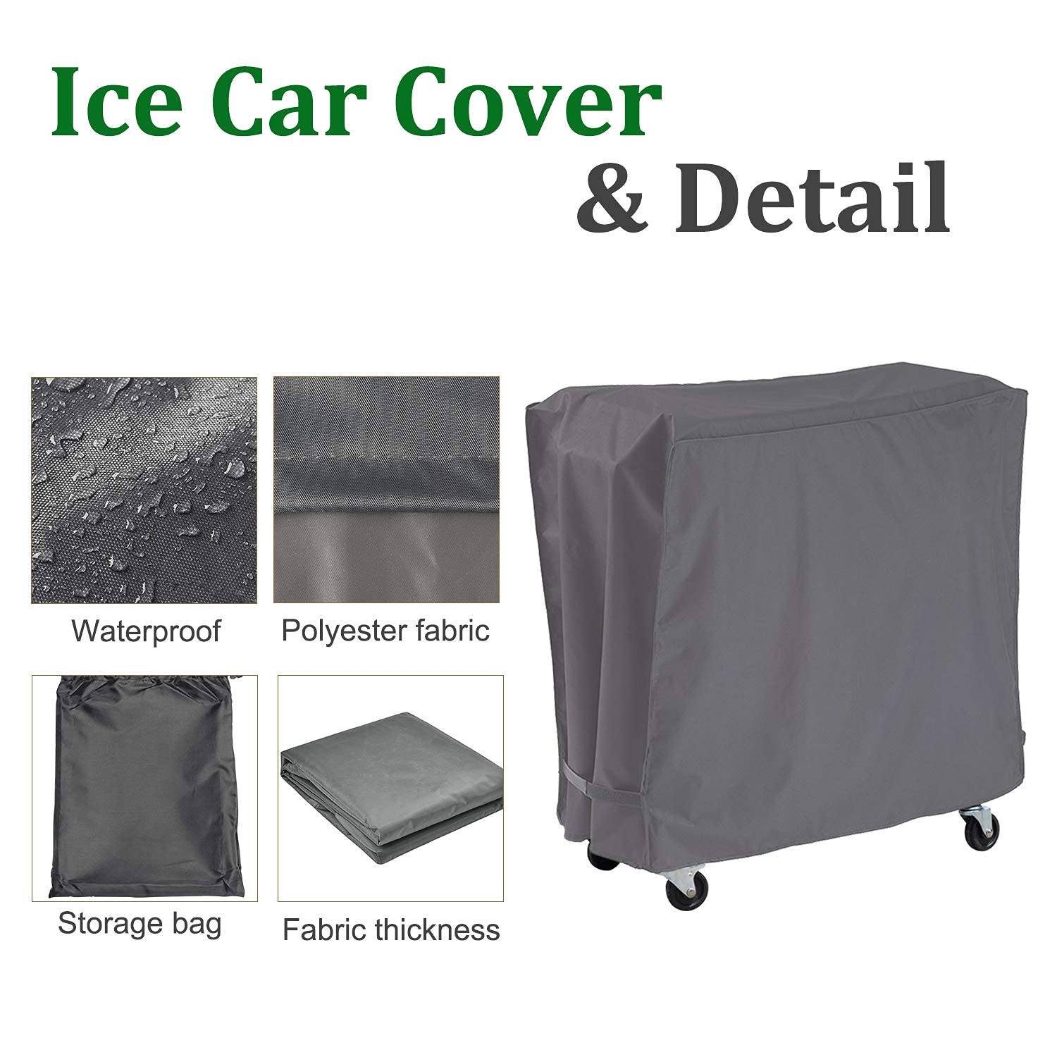 AKEfit Patio Cooler Cart Cover Waterproof with UV Coating, Fits Most 80 Quart Rolling Cooler Cart Cover Outdoor Beverage Cart Patio Ice Chest Protective Covers (Grey)