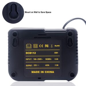 Elefly 12V-20V Battery Charger DCB112 Compatible with 12V 20V/60V MAX Lithium Battery DCB206 DCB204 DCB609 DCB606 DCB120 DCB124, Replacement for 20V Charger DCB115 DCB118 DCB102 DCB107