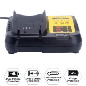 Elefly 12V-20V Battery Charger DCB112 Compatible with 12V 20V/60V MAX Lithium Battery DCB206 DCB204 DCB609 DCB606 DCB120 DCB124, Replacement for 20V Charger DCB115 DCB118 DCB102 DCB107