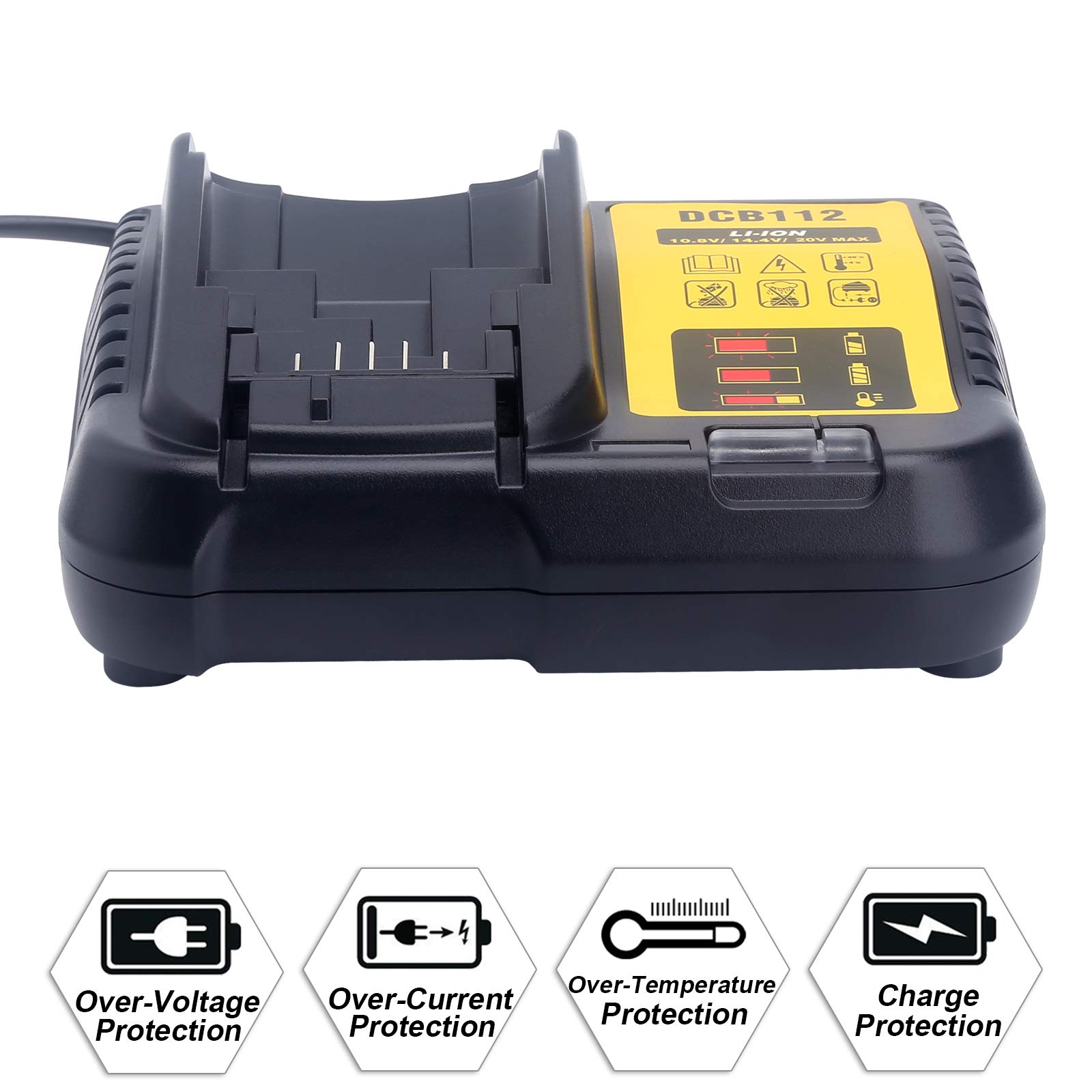 Elefly 12V-20V Battery Charger DCB112 Compatible with 12V 20V/60V MAX Lithium Battery DCB206 DCB204 DCB609 DCB606 DCB120 DCB124, Replacement for 20V Charger DCB115 DCB118 DCB102 DCB107