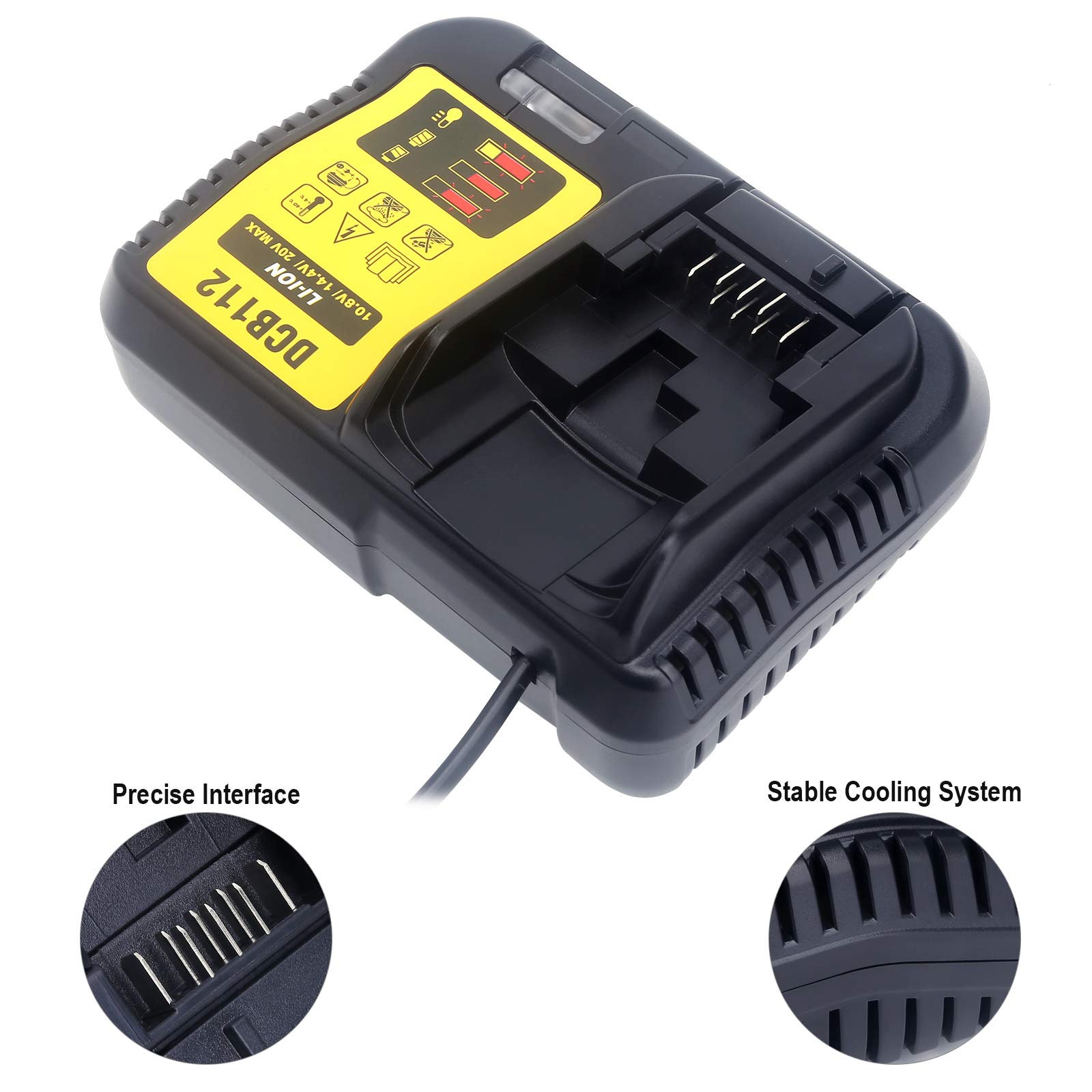 Elefly 12V-20V Battery Charger DCB112 Compatible with 12V 20V/60V MAX Lithium Battery DCB206 DCB204 DCB609 DCB606 DCB120 DCB124, Replacement for 20V Charger DCB115 DCB118 DCB102 DCB107