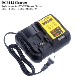 Elefly 12V-20V Battery Charger DCB112 Compatible with 12V 20V/60V MAX Lithium Battery DCB206 DCB204 DCB609 DCB606 DCB120 DCB124, Replacement for 20V Charger DCB115 DCB118 DCB102 DCB107