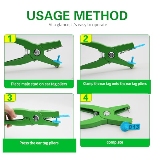 Sheep Ear Tags Marker Applicator 001-100 Ear Tags for Goat Punch Tools(Blue)