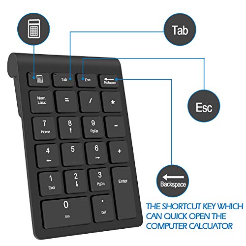 Foloda Wireless Number Pads, Numeric Keypad Numpad 22 Keys Portable 2.4 GHz Financial Accounting Number Keyboard Extensions 10 Key for Laptop, PC, Desktop, Surface Pro, Notebook