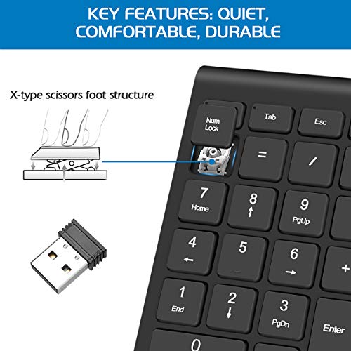 Foloda Wireless Number Pads, Numeric Keypad Numpad 22 Keys Portable 2.4 GHz Financial Accounting Number Keyboard Extensions 10 Key for Laptop, PC, Desktop, Surface Pro, Notebook