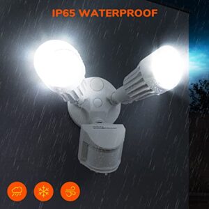 JJC LED Security Lights,Motion Sensor Flood Light Outdoor Fixture,2000LM 20W(120W Equiv.),IP65 Waterproof,5000K Daylight White ETL Listed Outdoor Lighting White (Not Solar Powered)