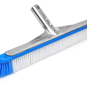 Greenco Pool Brush Head Heavy Duty Aluminum Extra Wide 20" Pool Floor & Wall Cleaning Brush w/Curved Ends for Better Corner Cleaning & Protects Accidental Tears in Pool Liner, EZ Clip Pole Attachment