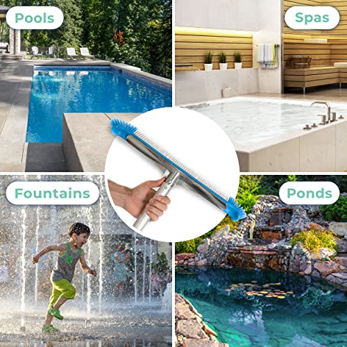 Greenco Pool Brush Head Heavy Duty Aluminum Extra Wide 20" Pool Floor & Wall Cleaning Brush w/Curved Ends for Better Corner Cleaning & Protects Accidental Tears in Pool Liner, EZ Clip Pole Attachment