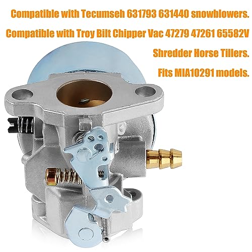 QAZAKY Carburetor Compatible with Tecumseh 631793 631440 H70 H80 7HP 8HP 9HP Snowblower Snowthrower Troy Bilt Chipper Vac 47279 47261 65582V Shredder Horse Tillers MIA10291 Snow Thrower