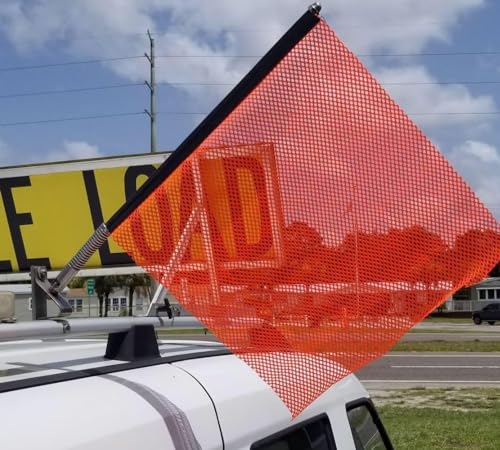 Mytee Products EZ Mount Warning Flag Red 18" x 18" Mesh Safety Flag DOT Compliant | Spring Loaded Quick n Easy Disconnect - 2 Pack