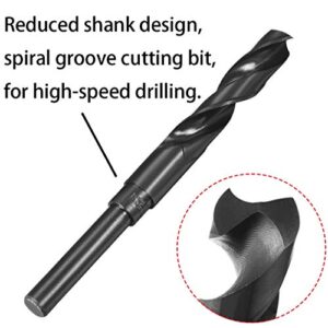 15mm(19/32-Inch) Reduced Shank Drill Bit, 1/2” Shank High Speed Steel Twist Drill Bit HSS-9341 for Aluminum Plate Copper Wood Stainless Steel