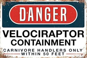 jesiceny new tin sign danger velociraptor containment aluminum metal sign 8x12 inch