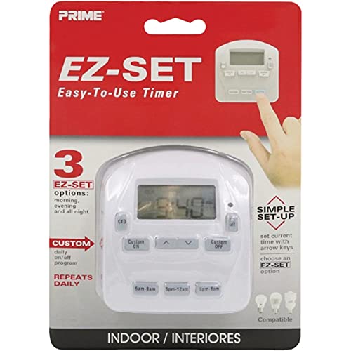 Prime TNIDP12 EZ-Set 1-Outlet 24-Hour Digital Indoor Timer