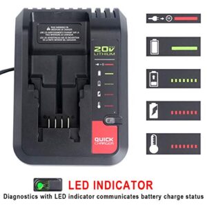 Elefly 20V Battery Charger PCC692L Replacement for Porter Cable 20V Lithium Battery PCC680L PCC685LP and Compatible with Black Decker 20V Battery LBXR20 LB2X4020