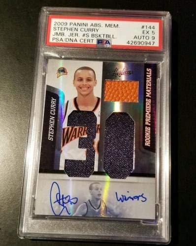 Stephen Curry Signed RC 2009 Panini Absolute Memorabilia Jersey 1/1 PSA 5 AUTO 9 - Basketball Autographed Game Used Cards