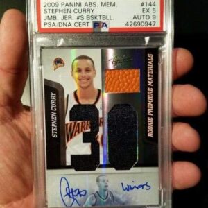 Stephen Curry Signed RC 2009 Panini Absolute Memorabilia Jersey 1/1 PSA 5 AUTO 9 - Basketball Autographed Game Used Cards