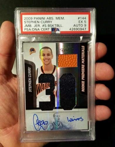 Stephen Curry Signed RC 2009 Panini Absolute Memorabilia Jersey 1/1 PSA 5 AUTO 9 - Basketball Autographed Game Used Cards