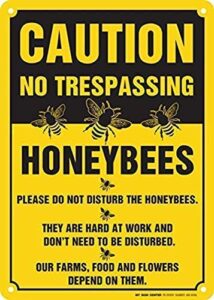 vincenicy metal sign great aluminum tin sign stanley caution no trespassing honeybees at work sign rust free uv protected and weatherproof 8 x 12 inch