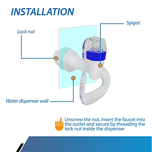 Raven Water Dispenser Replacement Push Faucet - Blue Cold Water Spigot (2 Pack)