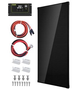 topsolar solar panel kit 100 watt 12 volt monocrystalline off grid system for homes rv boat + 30a 12v/24v solar charge controller +solar cables + z-brackets for mounting