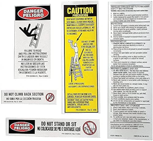 (10 Pack) Werner 300 LB Fiberglass Step Ladder Replacement Label Kit