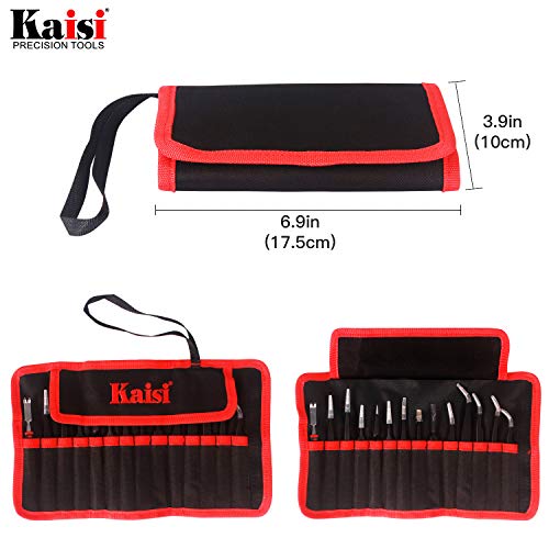 Kaisi 13 PCS Precision Tweezers Set Anti-Static ESD Tweezers Kit with 13 Precision Non-Magnetic Stainless Steel Tweezers With tweezers storage bag