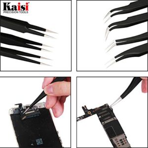 Kaisi 13 PCS Precision Tweezers Set Anti-Static ESD Tweezers Kit with 13 Precision Non-Magnetic Stainless Steel Tweezers With tweezers storage bag