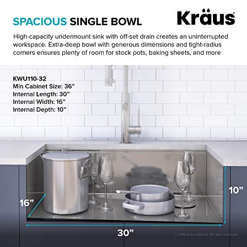 Kraus KWU110-32 Kore inch Undermount 16 Gauge Single Bowl Stainless Steel Kitchen Integrated Ledge and Accessories (Pack of 5), 32 Inch, 32"-Workstation Sink