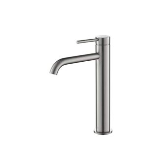 kibi kbf1009 solid brass single handle circular faucet for bathroom sink | high arc faucet spout (brushed nickel)