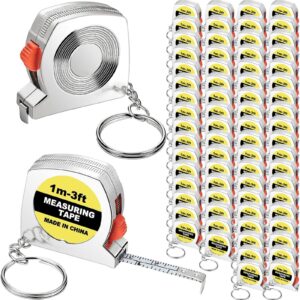 20 pieces tape measure keychains functional mini retractable measuring tape keychains with slide lock for birthday party favors and daily use, 1 m/ 3 ft (20)