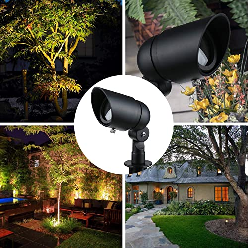 4W LED Landscape Lights Low Voltage Landscape Lighting Spotlights GL103-BKLED8 AC/DC 12V Warm White Waterproof for Driveway,Yard, Lawn,Patio,Walls,Trees,Flags,Outdoor Light (Black, 8 Pack)