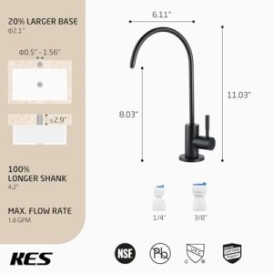 KES Reverse Osmosis Faucet NSF Certified RO Faucet Lead-Free Black Water Filter Faucet Drinking Water Beverage Faucet Water Filtration System 304 Stainless Steel Matte Black, Z504CLF-BK