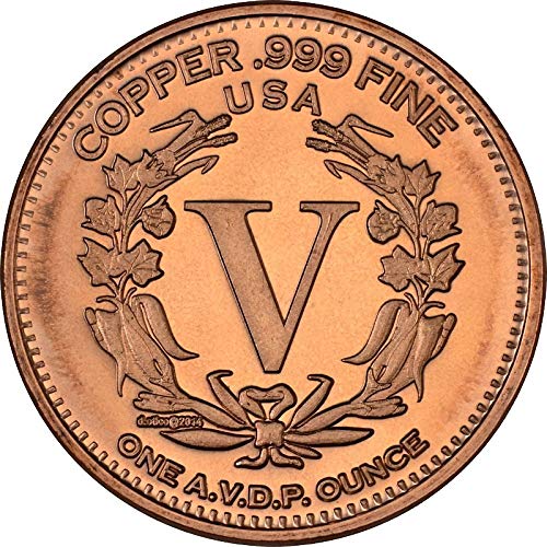 Private Mint Currency Design 1 oz .999 Pure Copper Round/Challenge Coin (1883 Liberty V Nickel Design)