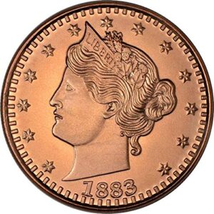 Private Mint Currency Design 1 oz .999 Pure Copper Round/Challenge Coin (1883 Liberty V Nickel Design)