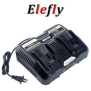 Elefly 20V Dual Charger DCB102 Replacement for De-Walt Charger Station DCB112 DCB115 DCB107 DCB104, Compatible with De-Walt 12V 20V Lithium Battery DCB206 DCB203 DCB204 DCB609 DCB120 DCB124