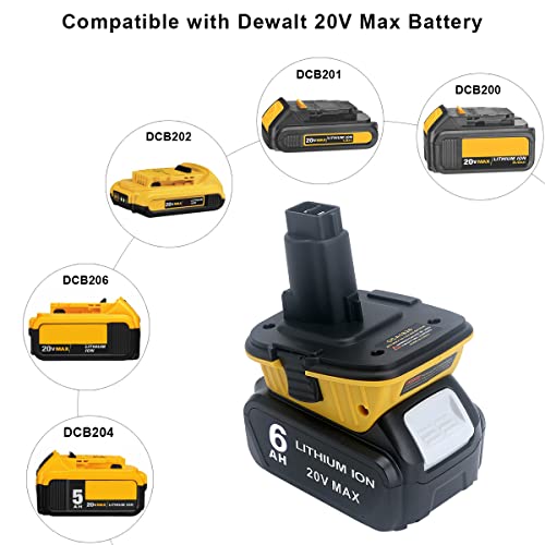 Elefly 2 Pack 18V to 20V Adapter DCA1820 Compatible with Dewalt 20V Lithium Battery DCB206 DCB204 DCB203, Replacement for Dewalt 18V NiCad & NiMh Tool Battery DC9096 DC9098