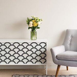 Tempaper Black & Cream Mosaic Scallop Removable Peel and Stick Wallpaper, 20.5 in X 16.5 ft, Made in the USA