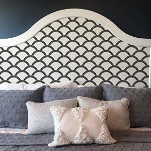 Tempaper Black & Cream Mosaic Scallop Removable Peel and Stick Wallpaper, 20.5 in X 16.5 ft, Made in the USA