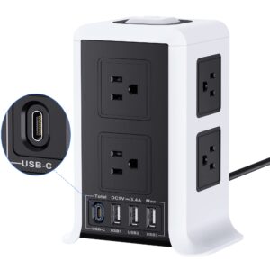 surge protector power strip 16.4ft/5m 8 outlet 4 usb ports power strip with long cord outlet surge protector tower power strip with usb plug lead extension cord