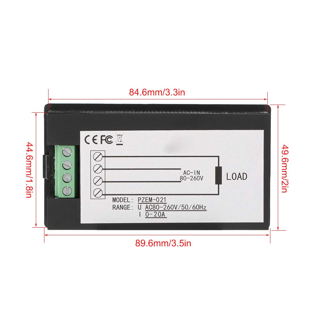 AC Voltage Power Meter, Digital Large-Screen LCD Voltmeter, PZEM-021 80-260VAC 20A/4500W Energy Meter for Electrical Parameter Measurement Include Voltage Current Power and Energy