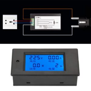 AC Voltage Power Meter, Digital Large-Screen LCD Voltmeter, PZEM-021 80-260VAC 20A/4500W Energy Meter for Electrical Parameter Measurement Include Voltage Current Power and Energy