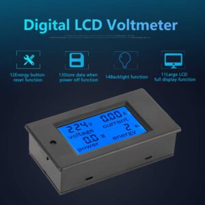 AC Voltage Power Meter, Digital Large-Screen LCD Voltmeter, PZEM-021 80-260VAC 20A/4500W Energy Meter for Electrical Parameter Measurement Include Voltage Current Power and Energy