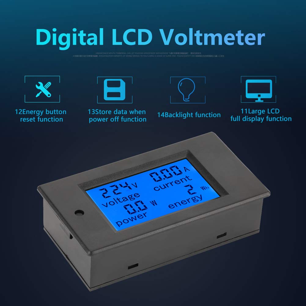 AC Voltage Power Meter, Digital Large-Screen LCD Voltmeter, PZEM-021 80-260VAC 20A/4500W Energy Meter for Electrical Parameter Measurement Include Voltage Current Power and Energy