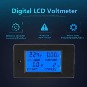 AC Voltage Power Meter, Digital Large-Screen LCD Voltmeter, PZEM-021 80-260VAC 20A/4500W Energy Meter for Electrical Parameter Measurement Include Voltage Current Power and Energy