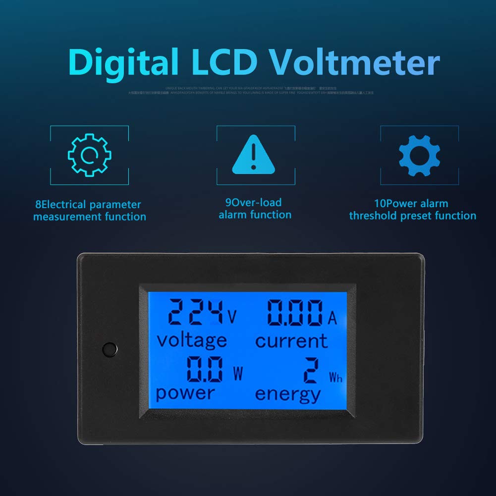 AC Voltage Power Meter, Digital Large-Screen LCD Voltmeter, PZEM-021 80-260VAC 20A/4500W Energy Meter for Electrical Parameter Measurement Include Voltage Current Power and Energy
