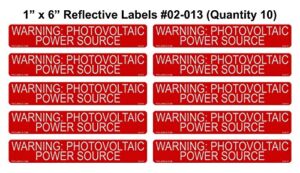 fcd labels 02-013 reflective warning photovoltaic power source vinyl label pack (pack of 10)